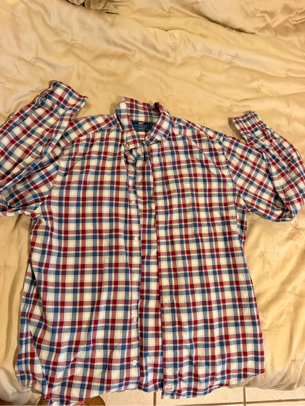 Vineyard Vines Red, Blue & White Plaid Button-Down Shirt